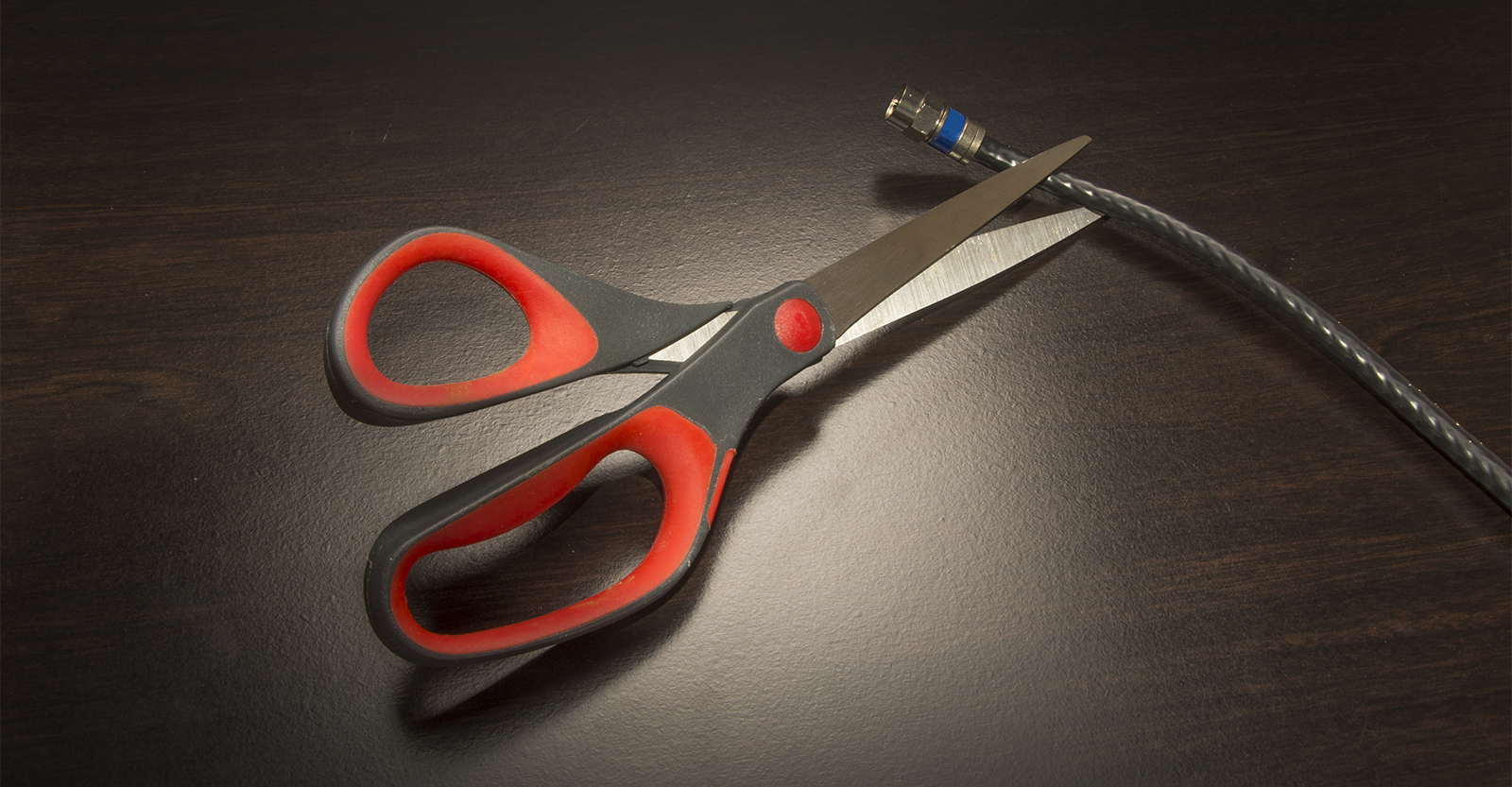 Scissors Cutting Coaxial Cable